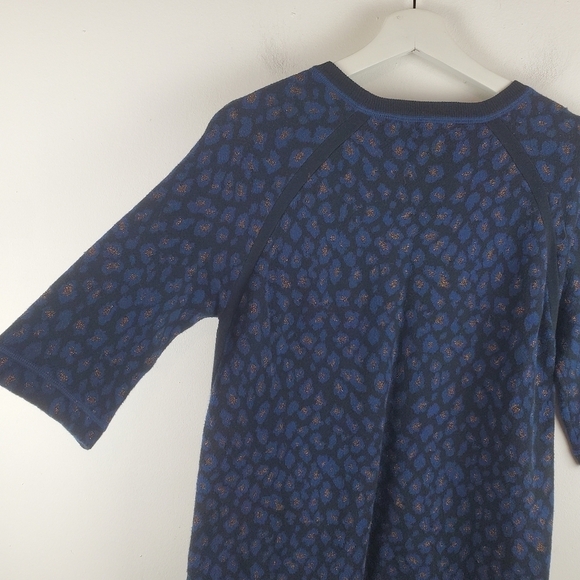 Marc by Marc Jacobs Sasha Sweater Womens XS Black Blue Leopard Gold Metallic - Picture 4 of 12